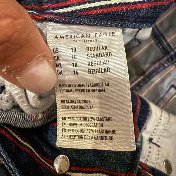 American Eagle, red and white striped denim miniskirt size 10 - Picture 6 of 9